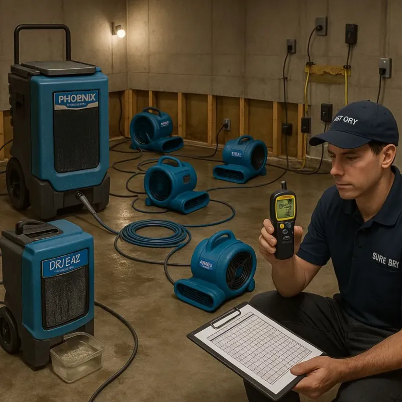 Structural Drying and Dehumidification process in Tipton, IA